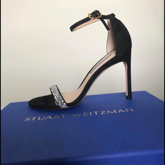 Stuart Weitzman Crystal Nudistong in Black - Picture 3 of 3
